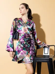 Stylecast X Hersheinbox Floral Print V-Neck Wrap Dress Comes With A Belt