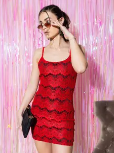 Stylecast X Hersheinbox Shoulder Straps Lace Sheath Mini Dress