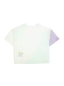 My Milestones Girls Colourblocked Cotton Crop T-shirt