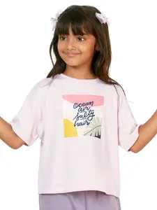 My Milestones Girls Typography Printed Cotton T-shirt