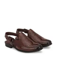 Azzaro Black Men Textured Shoe-Style Sandals With Buckles