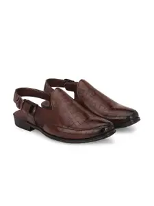 Azzaro Black Men Textured Shoe-Style Sandals With Buckle Detail