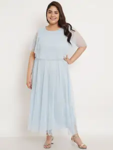 U&F Beyond Plus Size Cape Sleeve Net Maxi Dress