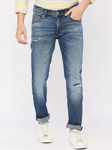 SPYKAR Men Mid-Rise Medium Shade Heavy Fade Mildly distressed Ripped Non Stretchable Jeans