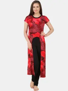Fasense Abstract Printed Satin Night Suit
