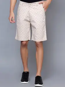 Cantabil Men Micro Ditsy Printed Mid-Rise Knee Length Cotton Chino Shorts