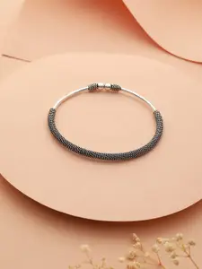 Saraf RS Jewellery Silver-Plated Oxidised Kada Anklet