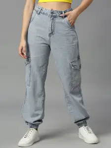 TARAMA Women High-Rise Highly Distressed Light Fade Cotton Jeans