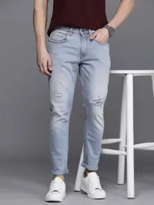 Louis Philippe Jeans Men Smart Skinny Fit Highly Distressed Heavy Fade Stretchable Jeans