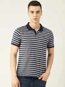 Parx Men Striped Polo Collar Pure Cotton T-shirt