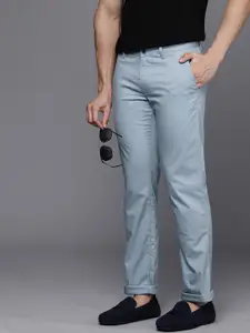 Louis Philippe Sport Men Textured Slim Fit Low-Rise Trousers