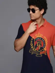 Louis Philippe Sport Brand Logo Print Cotton Slim Fit Polo T-shirt