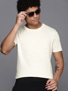 Louis Philippe Sport Embossed Brand Logo Print Cotton Slim Fit T-shirt