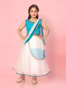 Aarika Girls Floral Embroidered Net Maxi Dress
