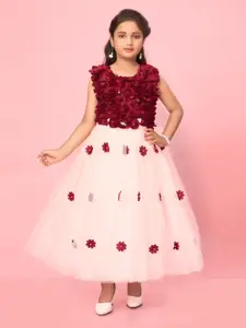 Aarika Girls Embellished Net Fit & Flare Maxi Dress