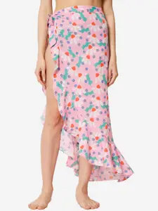 Beau Design Floral Printed Wrap Around Swimwear Cover Up Skirt