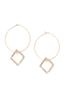 Shining Jewel - By Shivansh Rose Gold-Plated Contemporary Hoop Earrings