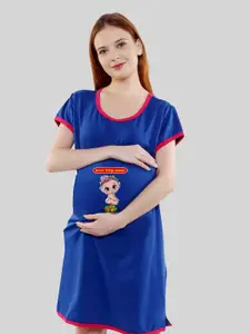 SillyBoom Printed Maternity Cotton T-Shirt Nightdress