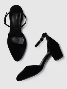 Marc Loire Pointed Toe Block Heels With Ankle Loop