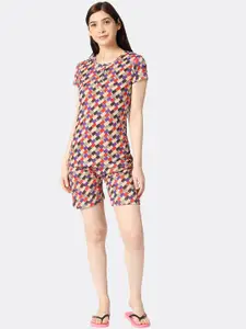zebu Abstract Printed Pure Cotton Night Suit