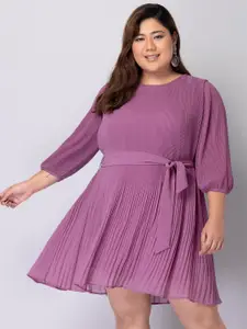 FabAlley Curve Plus Size Georgette Fit & Flare Dress