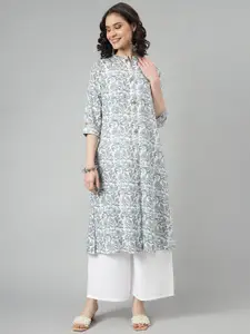 KALINI Floral Printed Mandarin Collar Kurta