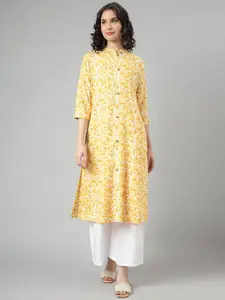 KALINI Floral Printed Mandarin Collar Kurta