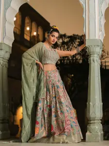 SCAKHI Embellished Beads and Stones Ready to Wear Lehenga & Blouse With Dupatta