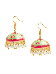 Shining Jewel - By Shivansh Gold-Plated Dome Shaped Jhumkas Earrings