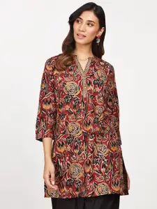 Fabindia Floral Printed Notched Neck Pure Cotton Kurti