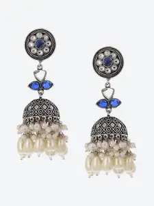 Biba Silver-Plated Contemporary Jhumkas Earrings