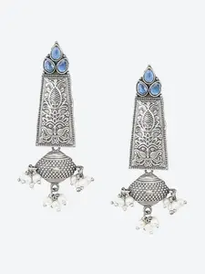 Biba Contemporary Stone-Studded & Beaded Drop Earrings