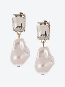 Biba Gold Plated Contemporary Stone Studded Drop Earrings