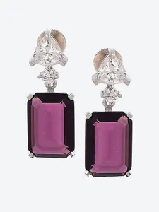 Biba Silver-Plated Stone-Studded Contemporary Drop Earrings