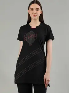 Duchess Women Printed Cotton Longline Lounge T-Shirt