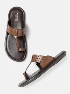 Woodland Men Leather Laser Cut One Toe Ethnic Comfort Sandals