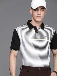 Louis Philippe Men Striped Polo Collar T-shirt