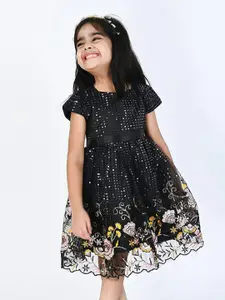 Bella Moda Girls Floral Print Fit & Flare Midi Dress