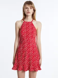 Urban Revivo Floral Print Ruffled A-Line Mini Dress