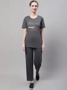 MACK JONNEY Printed Round Neck Short Sleeves Sports T-Shirt With Trouser Co-Ords