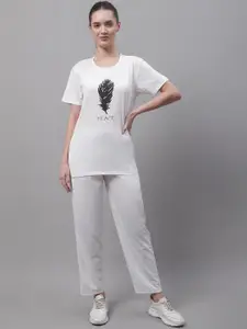 VIMAL JONNEY Printed Cotton T-Shirt & Track Pant Co-Ords