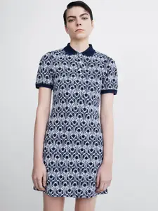 Urban Revivo Knitted Printed Polo T-shirt Dress