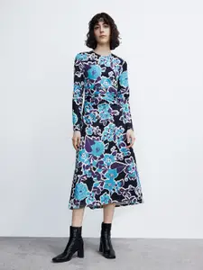 Urban Revivo Floral Print A-Line Midi Dress