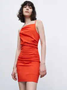 Urban Revivo Pleated Detail Shoulder Straps Bodycon Mini Dress