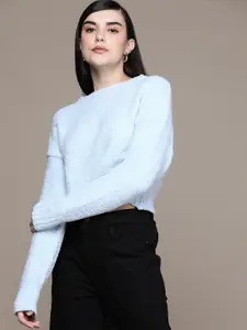 bebe All Day Drop Shoulder Sleeves Teddy Pullover