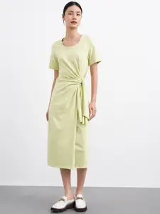 Urban Revivo Pure Cotton Wrap-Style T-shirt Midi Dress