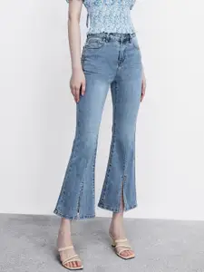 Urban Revivo Women High-Rise Light Fade Stretchable Jeans