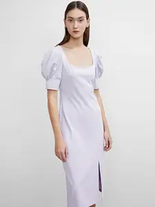 Urban Revivo Puff Sleeve Formal A-Line Midi Dress
