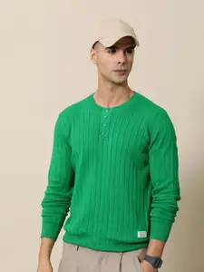 Mr Bowerbird Ribbed  Henley Neck Tailored Fit Pullover
