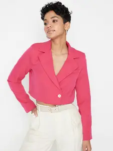 Trendyol Double-Breasted Tailored-Fit Front-Open Crop Blazer